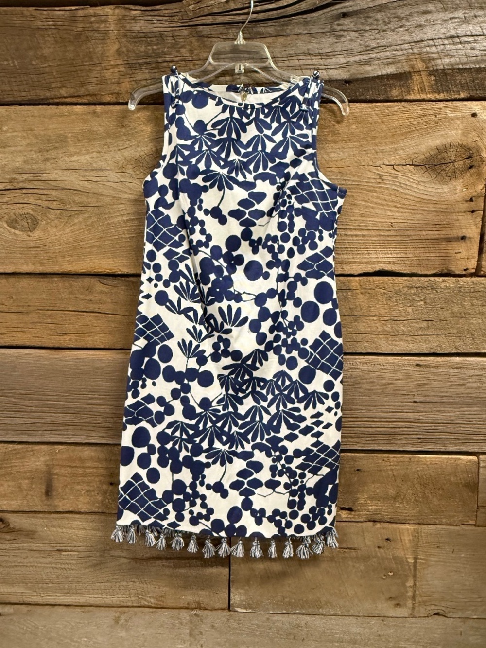 Trina Turk Encantader Dress, Navy/White print, Size 4